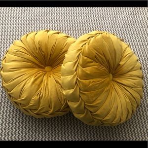 Round Tufted Pintucked Velvet Pillows